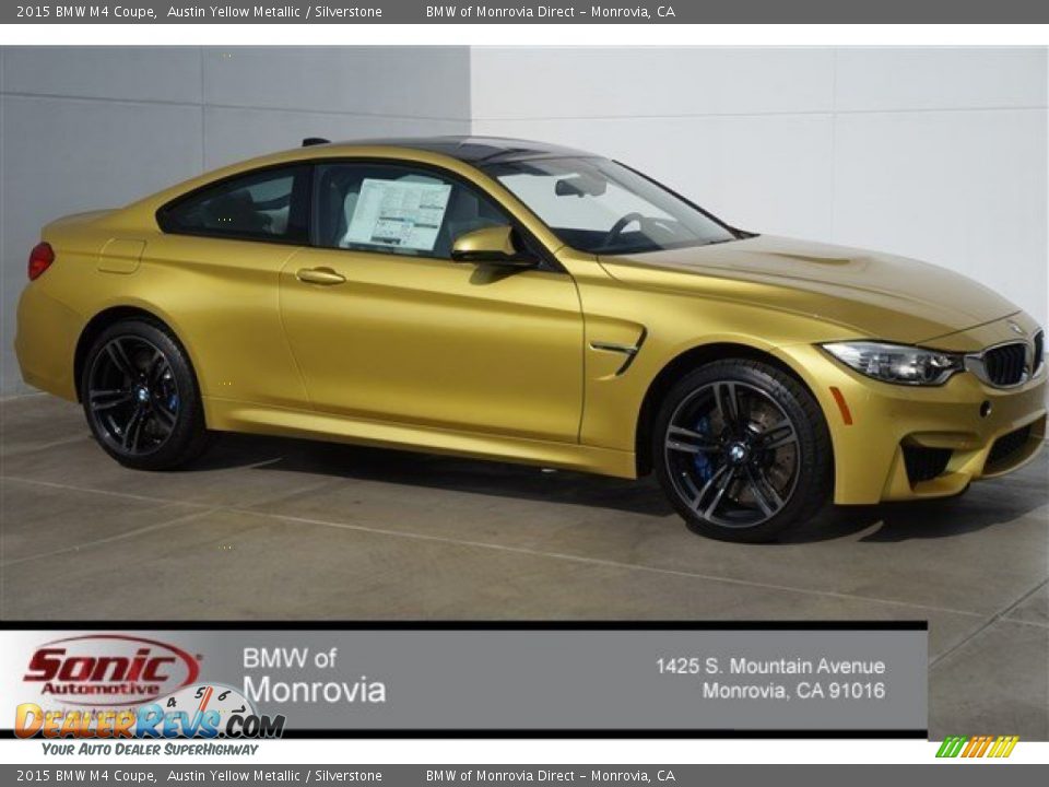 2015 BMW M4 Coupe Austin Yellow Metallic / Silverstone Photo #1