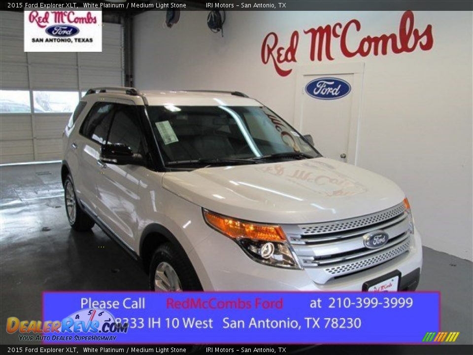 2015 Ford Explorer XLT White Platinum / Medium Light Stone Photo #1