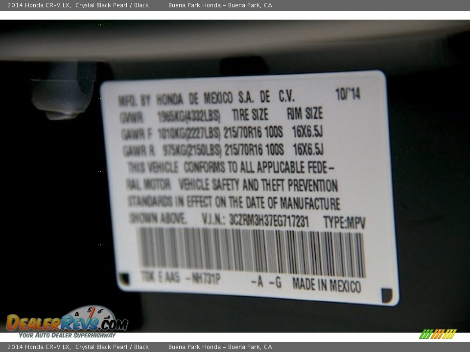 2014 Honda CR-V LX Crystal Black Pearl / Black Photo #22