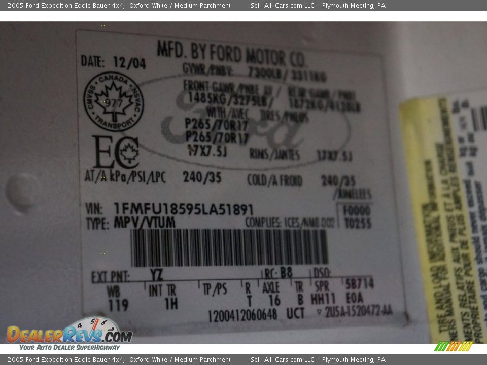 2005 Ford Expedition Eddie Bauer 4x4 Oxford White / Medium Parchment Photo #14
