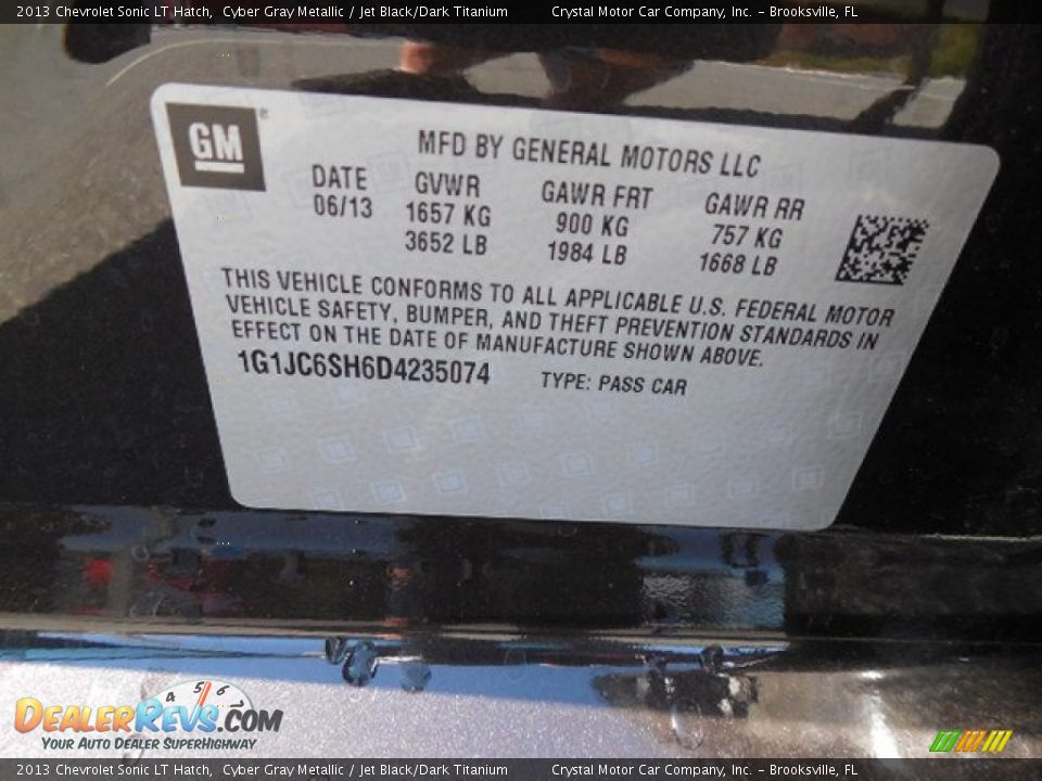2013 Chevrolet Sonic LT Hatch Cyber Gray Metallic / Jet Black/Dark Titanium Photo #23