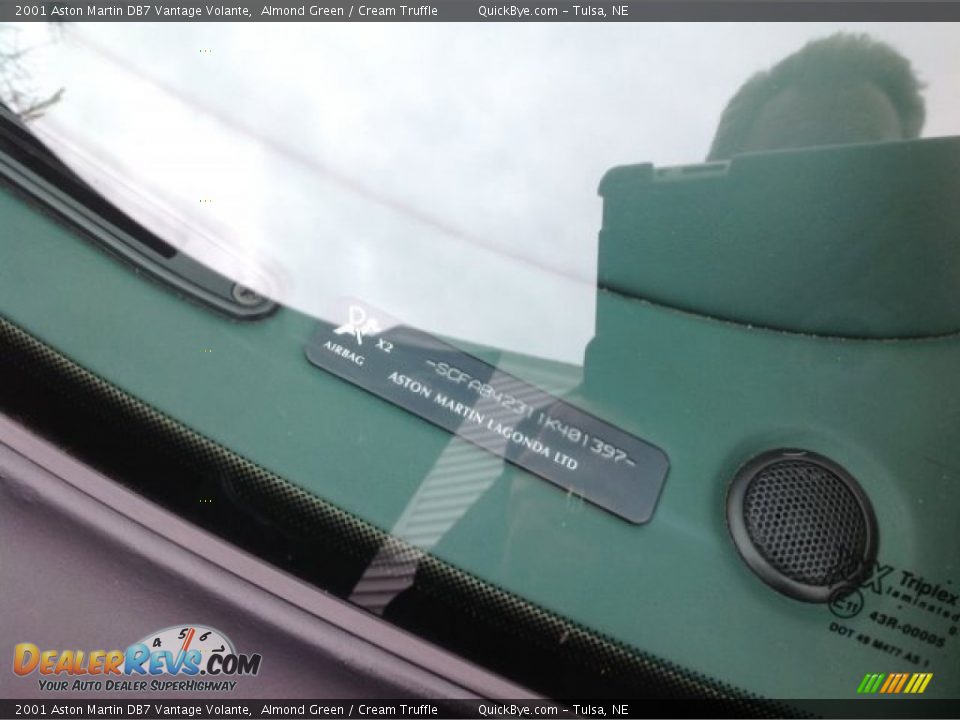 2001 Aston Martin DB7 Vantage Volante Almond Green / Cream Truffle Photo #12