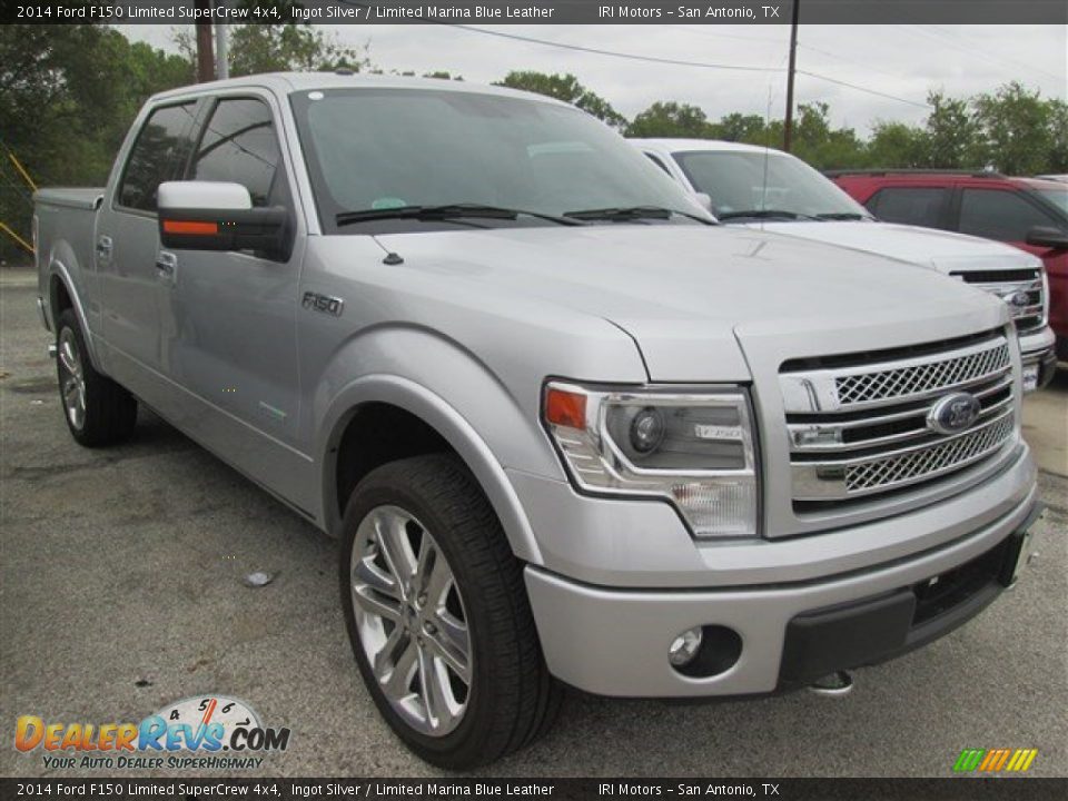 2014 Ford F150 Limited SuperCrew 4x4 Ingot Silver / Limited Marina Blue Leather Photo #1
