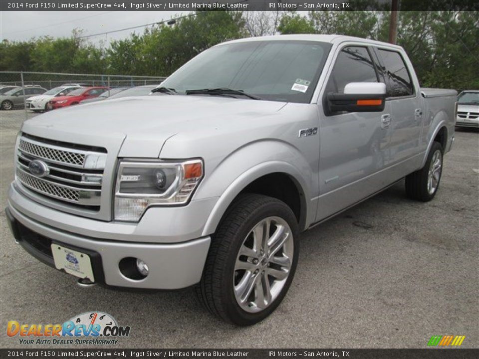 2014 Ford F150 Limited SuperCrew 4x4 Ingot Silver / Limited Marina Blue Leather Photo #4