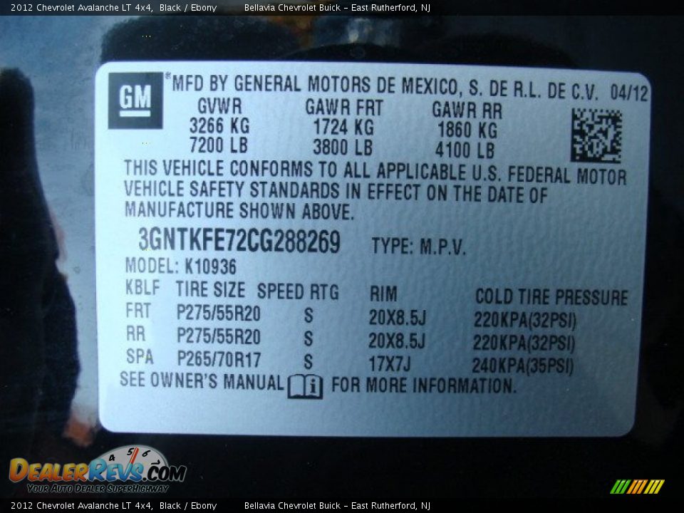 2012 Chevrolet Avalanche LT 4x4 Black / Ebony Photo #15