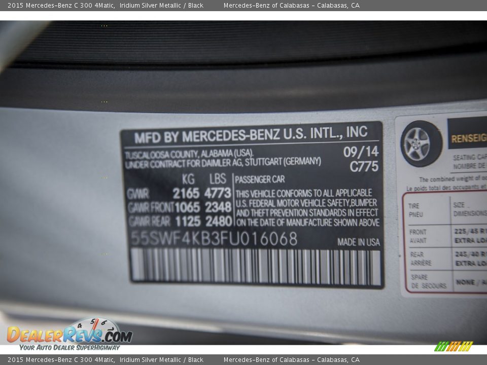2015 Mercedes-Benz C 300 4Matic Iridium Silver Metallic / Black Photo #7