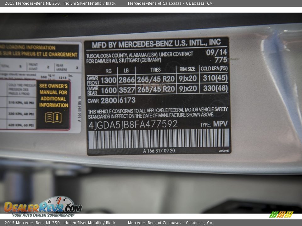 2015 Mercedes-Benz ML 350 Iridium Silver Metallic / Black Photo #7