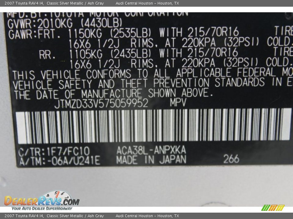 2007 Toyota RAV4 I4 Classic Silver Metallic / Ash Gray Photo #32