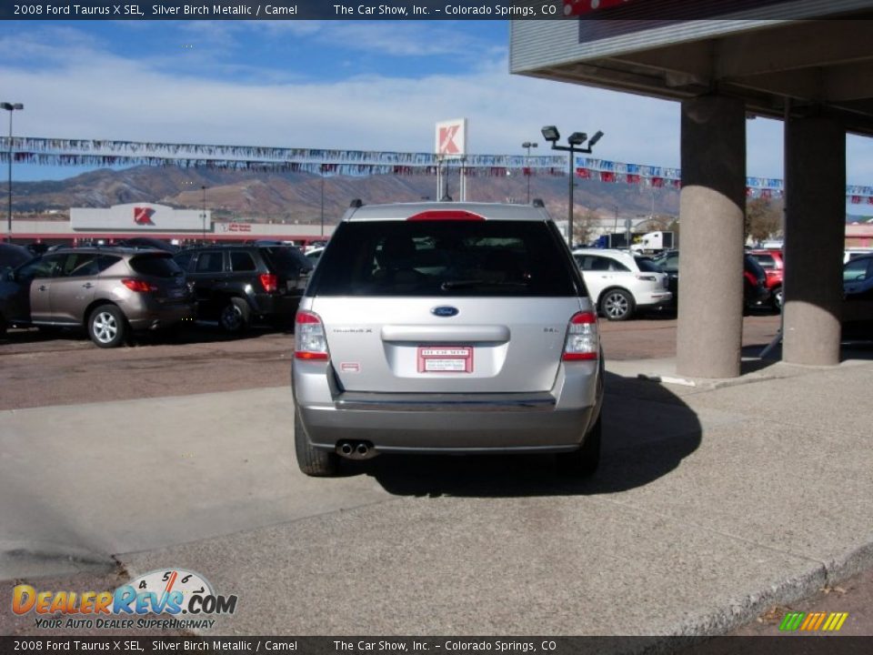 2008 Ford Taurus X SEL Silver Birch Metallic / Camel Photo #4