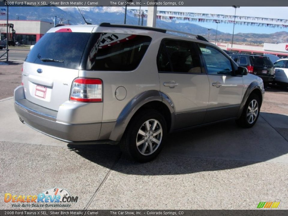 2008 Ford Taurus X SEL Silver Birch Metallic / Camel Photo #5