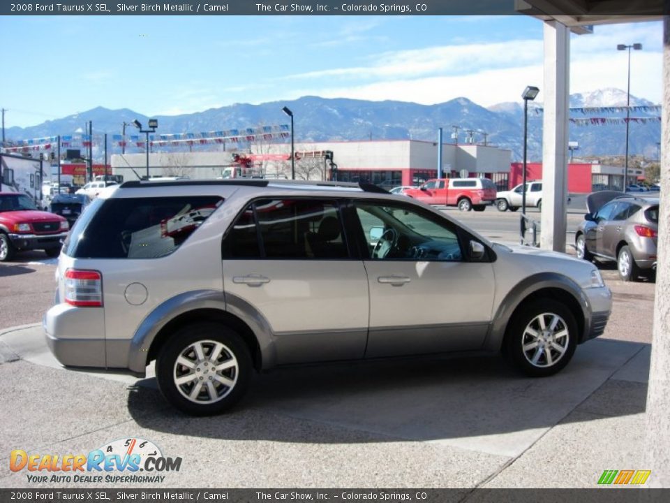 2008 Ford Taurus X SEL Silver Birch Metallic / Camel Photo #6