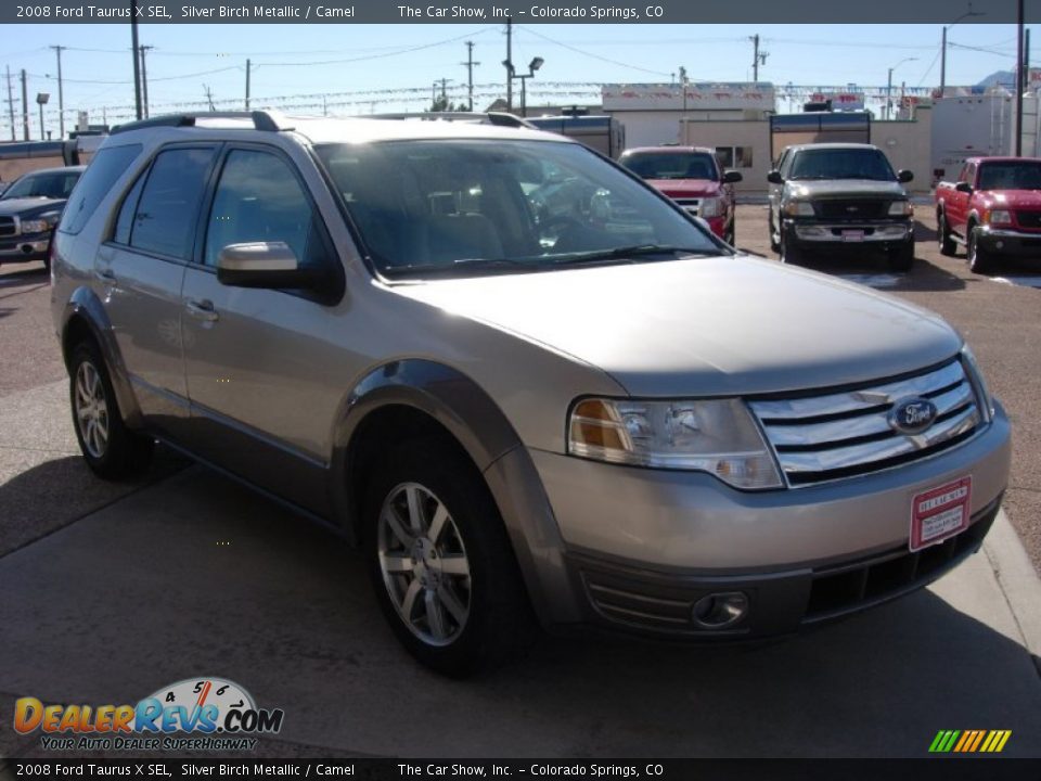2008 Ford Taurus X SEL Silver Birch Metallic / Camel Photo #7