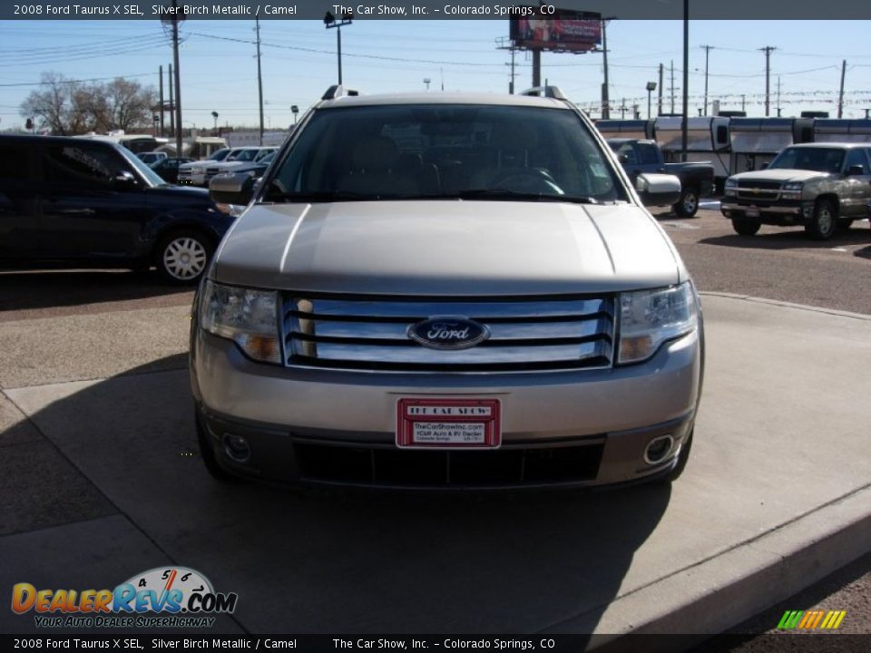 2008 Ford Taurus X SEL Silver Birch Metallic / Camel Photo #8