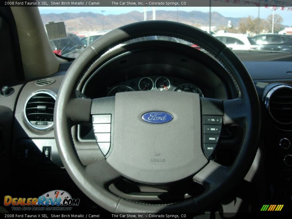 2008 Ford Taurus X SEL Silver Birch Metallic / Camel Photo #15