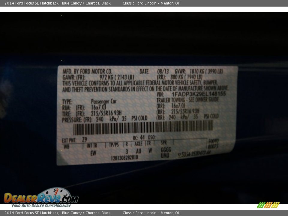 2014 Ford Focus SE Hatchback Blue Candy / Charcoal Black Photo #15