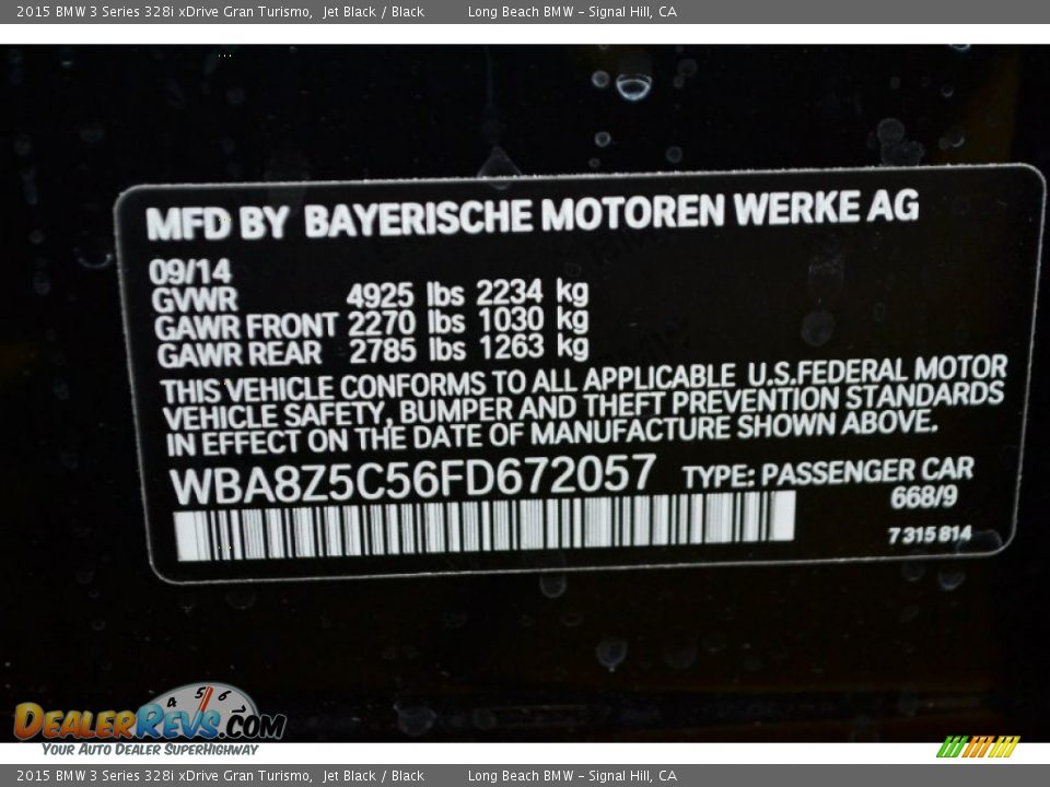 2015 BMW 3 Series 328i xDrive Gran Turismo Jet Black / Black Photo #5