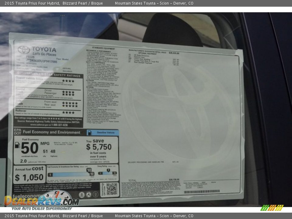 2015 Toyota Prius Four Hybrid Blizzard Pearl / Bisque Photo #10