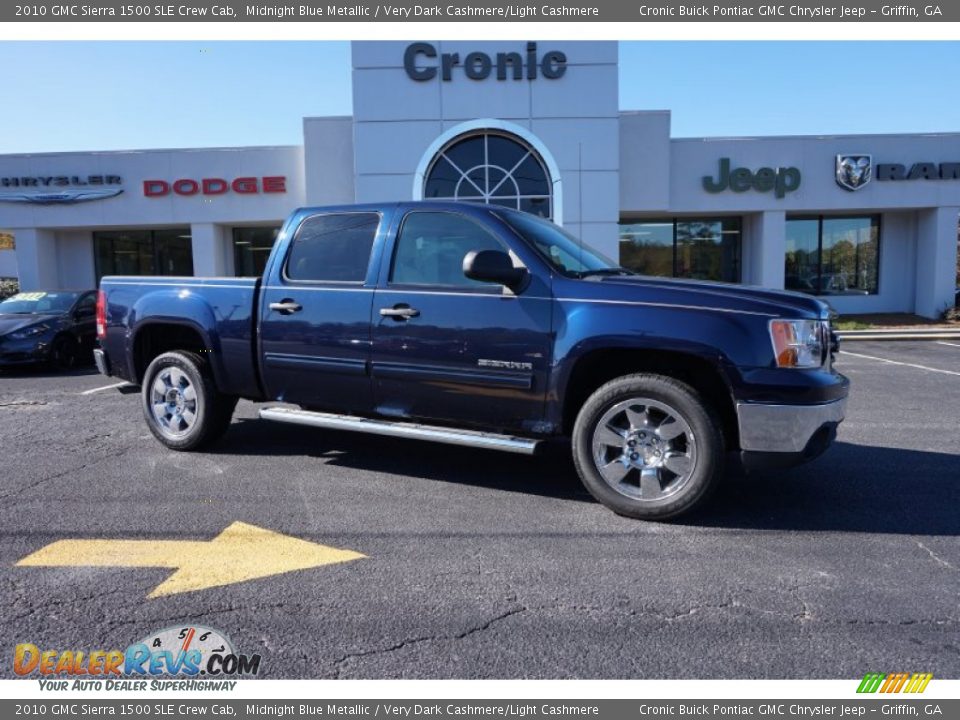 2010 GMC Sierra 1500 SLE Crew Cab Midnight Blue Metallic / Very Dark Cashmere/Light Cashmere Photo #1