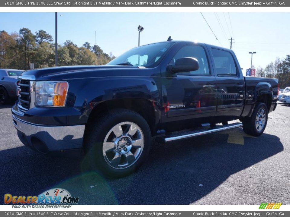 2010 GMC Sierra 1500 SLE Crew Cab Midnight Blue Metallic / Very Dark Cashmere/Light Cashmere Photo #3