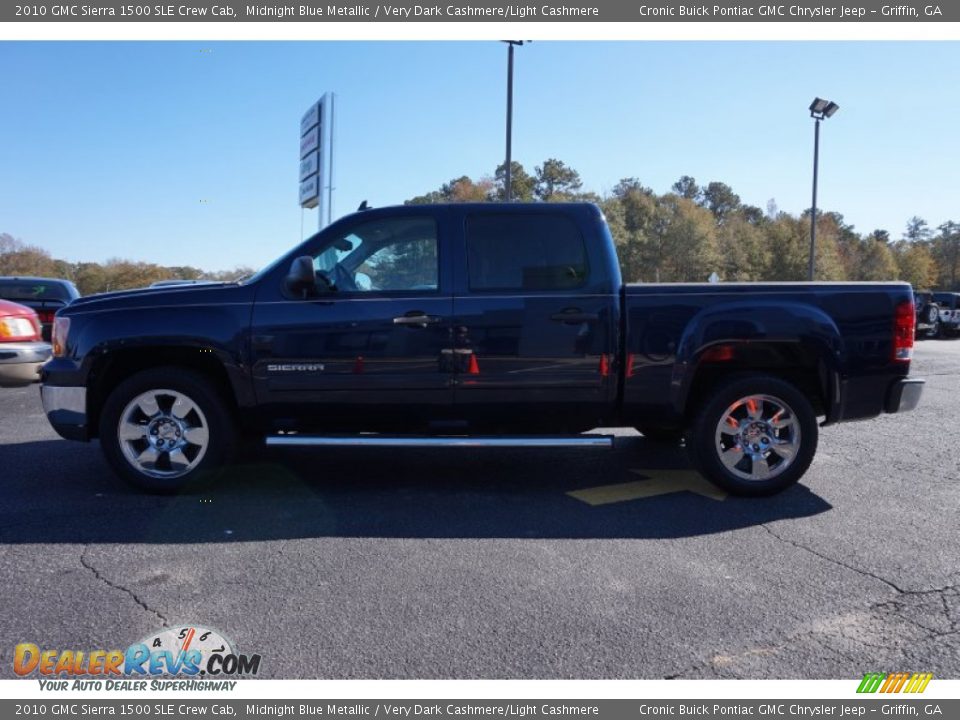 2010 GMC Sierra 1500 SLE Crew Cab Midnight Blue Metallic / Very Dark Cashmere/Light Cashmere Photo #4