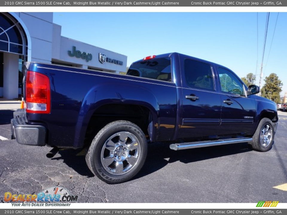 2010 GMC Sierra 1500 SLE Crew Cab Midnight Blue Metallic / Very Dark Cashmere/Light Cashmere Photo #7