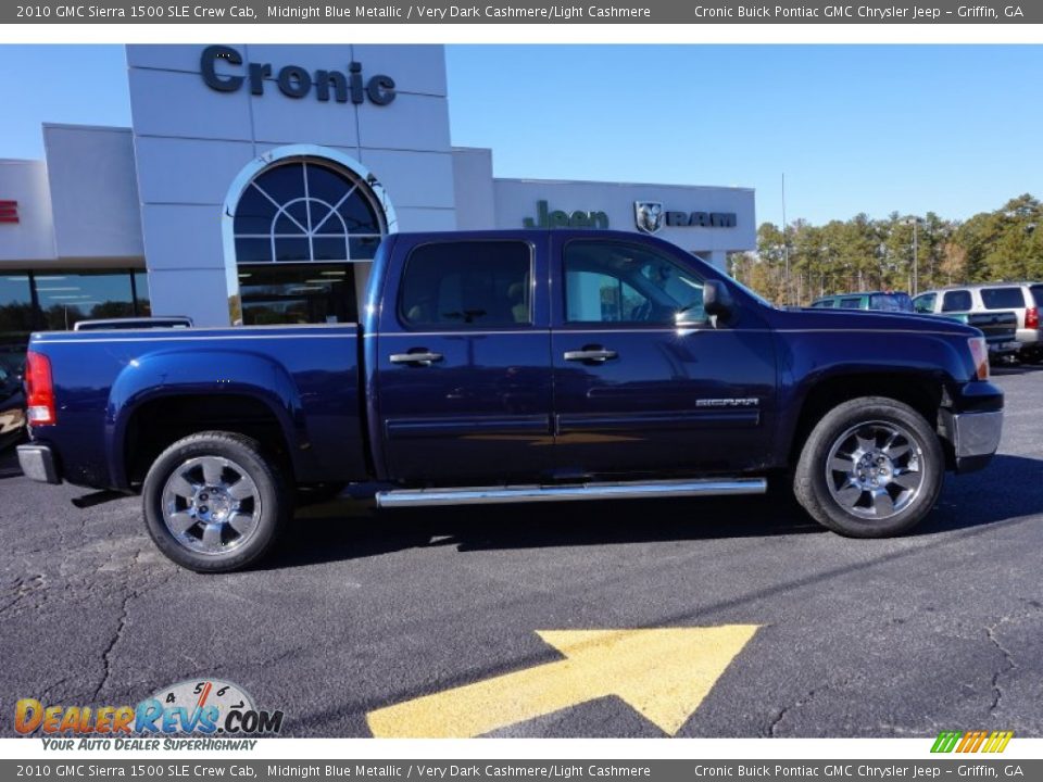 2010 GMC Sierra 1500 SLE Crew Cab Midnight Blue Metallic / Very Dark Cashmere/Light Cashmere Photo #8