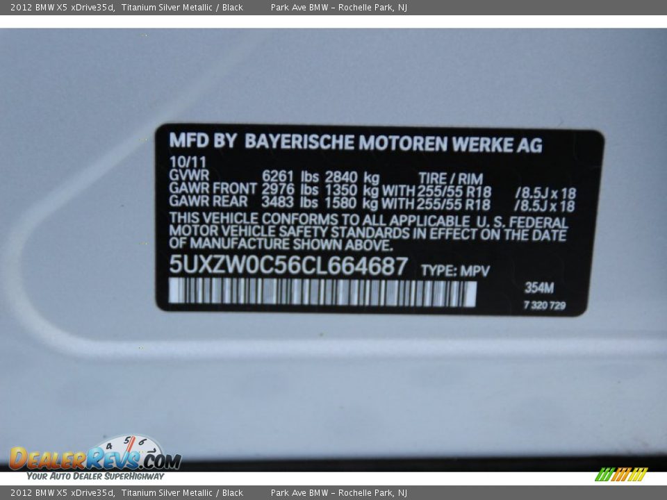 2012 BMW X5 xDrive35d Titanium Silver Metallic / Black Photo #35