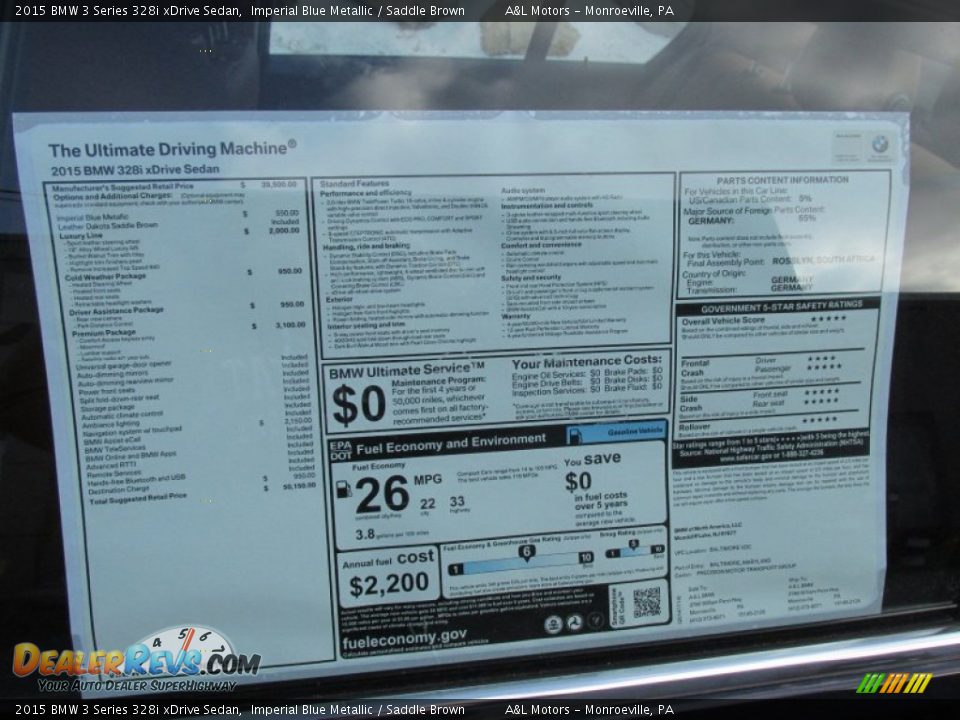 2015 BMW 3 Series 328i xDrive Sedan Imperial Blue Metallic / Saddle Brown Photo #3