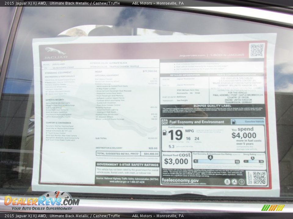 2015 Jaguar XJ XJ AWD Window Sticker Photo #4