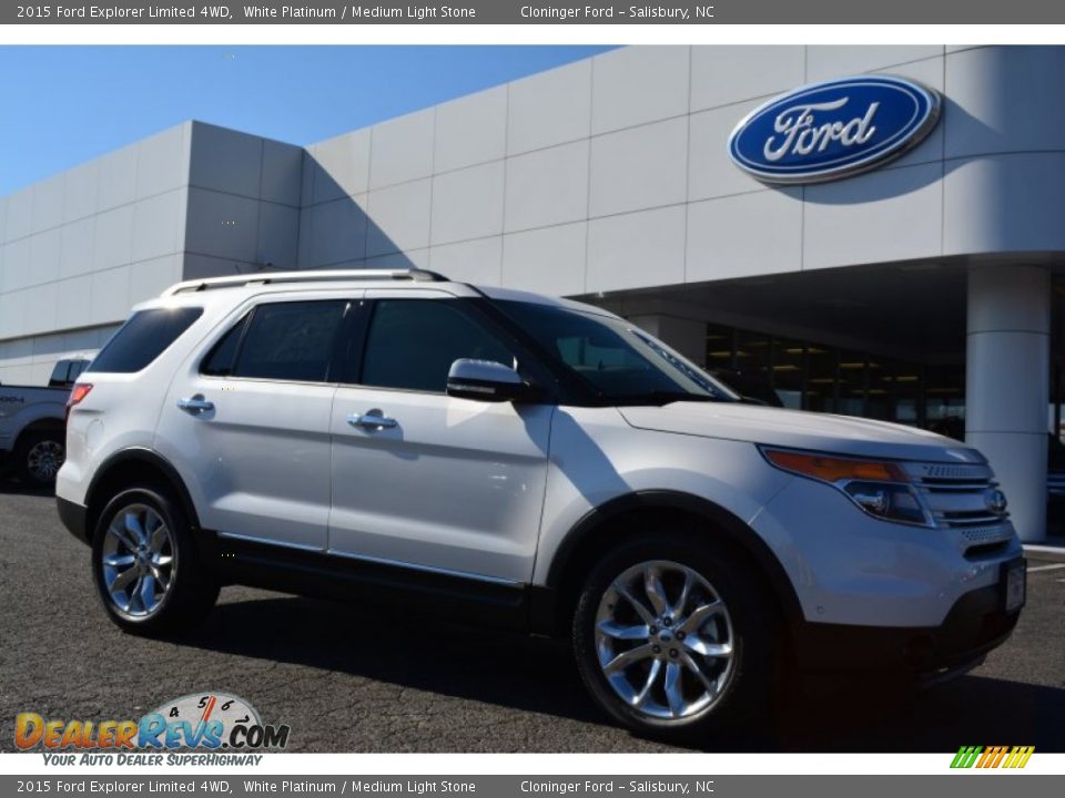 2015 Ford Explorer Limited 4WD White Platinum / Medium Light Stone Photo #1