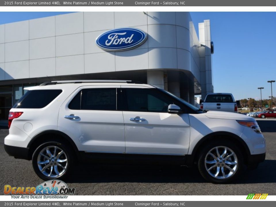 2015 Ford Explorer Limited 4WD White Platinum / Medium Light Stone Photo #2