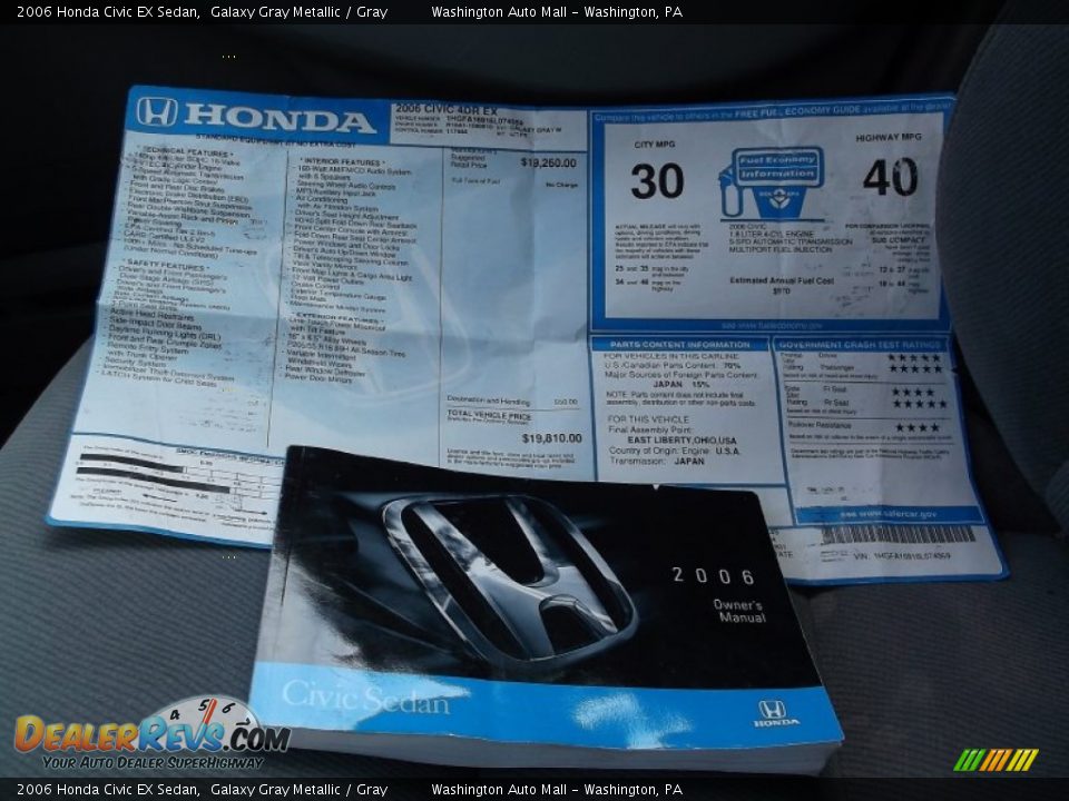 2006 Honda Civic EX Sedan Galaxy Gray Metallic / Gray Photo #18
