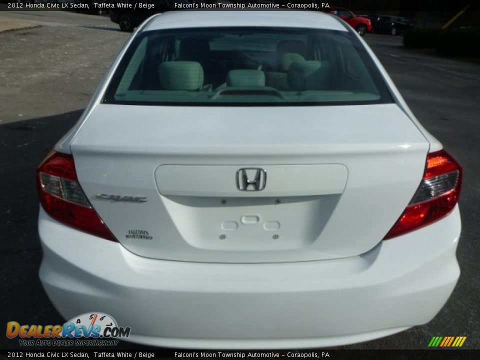 2012 Honda Civic LX Sedan Taffeta White / Beige Photo #7