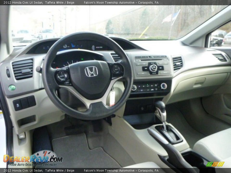 2012 Honda Civic LX Sedan Taffeta White / Beige Photo #15