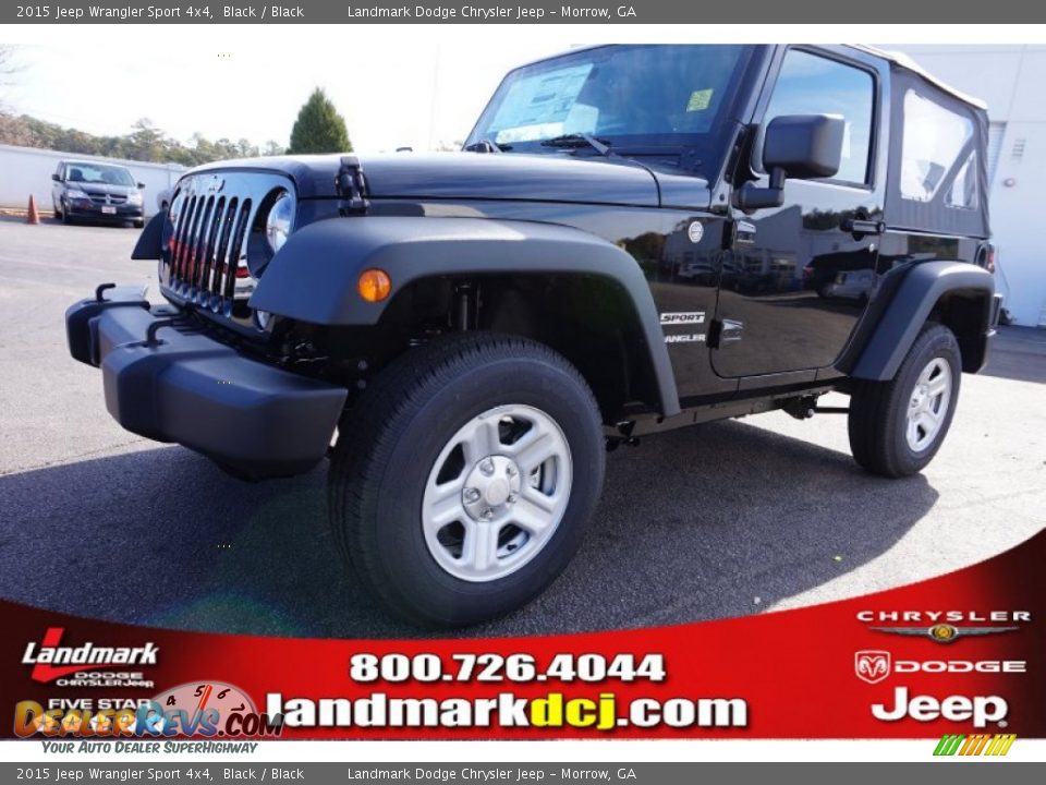 2015 Jeep Wrangler Sport 4x4 Black / Black Photo #1
