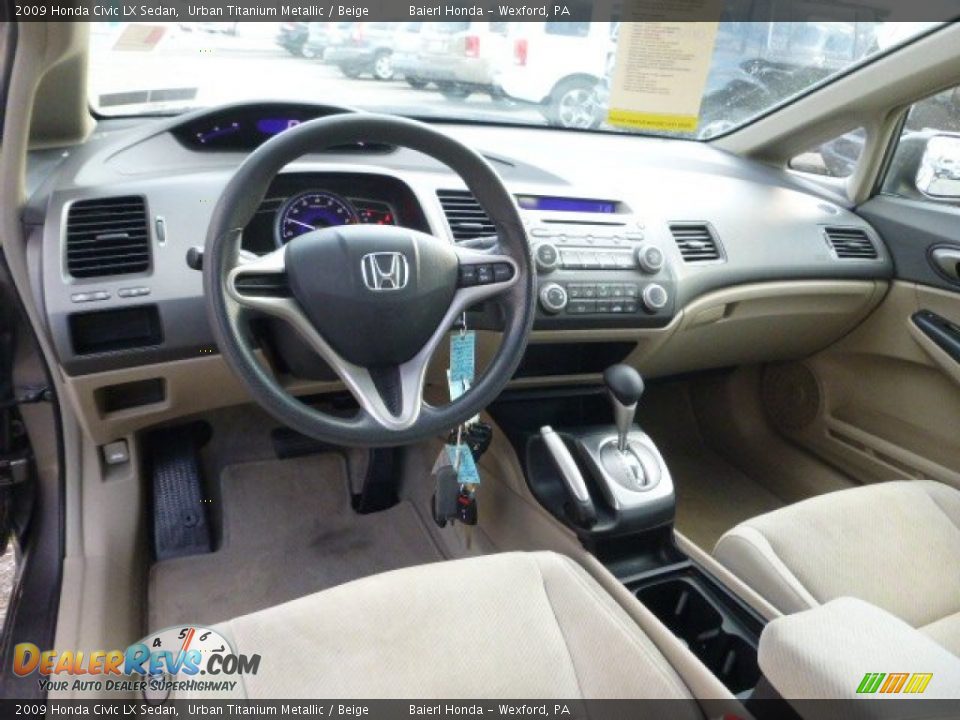 2009 Honda Civic LX Sedan Urban Titanium Metallic / Beige Photo #16