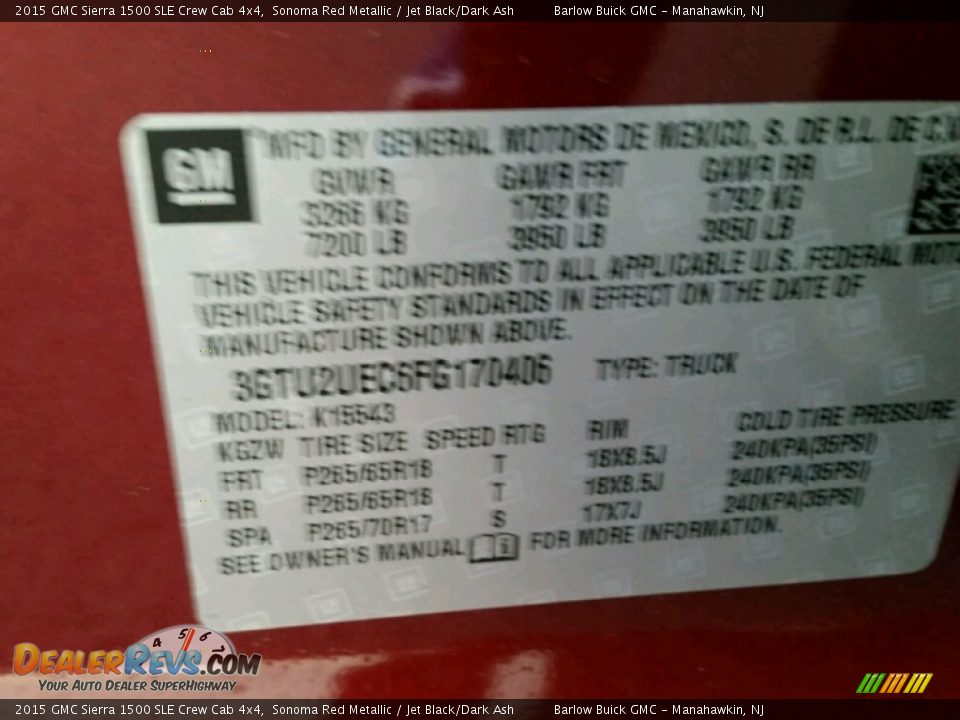 2015 GMC Sierra 1500 SLE Crew Cab 4x4 Sonoma Red Metallic / Jet Black/Dark Ash Photo #9