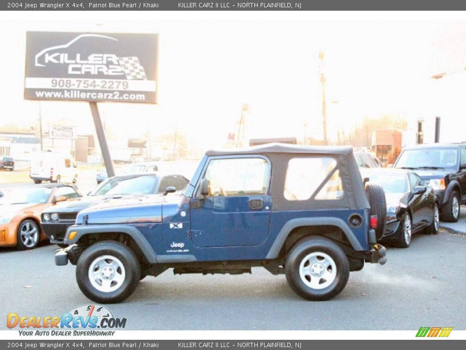 2004 Jeep Wrangler X 4x4 Patriot Blue Pearl / Khaki Photo #4