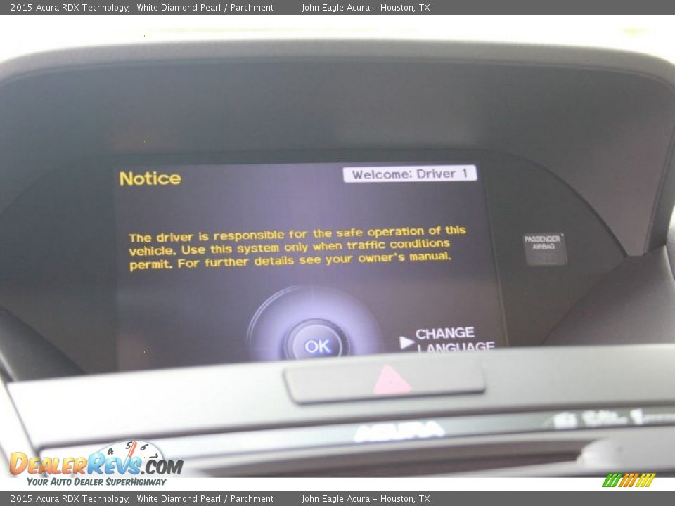 2015 Acura RDX Technology White Diamond Pearl / Parchment Photo #26