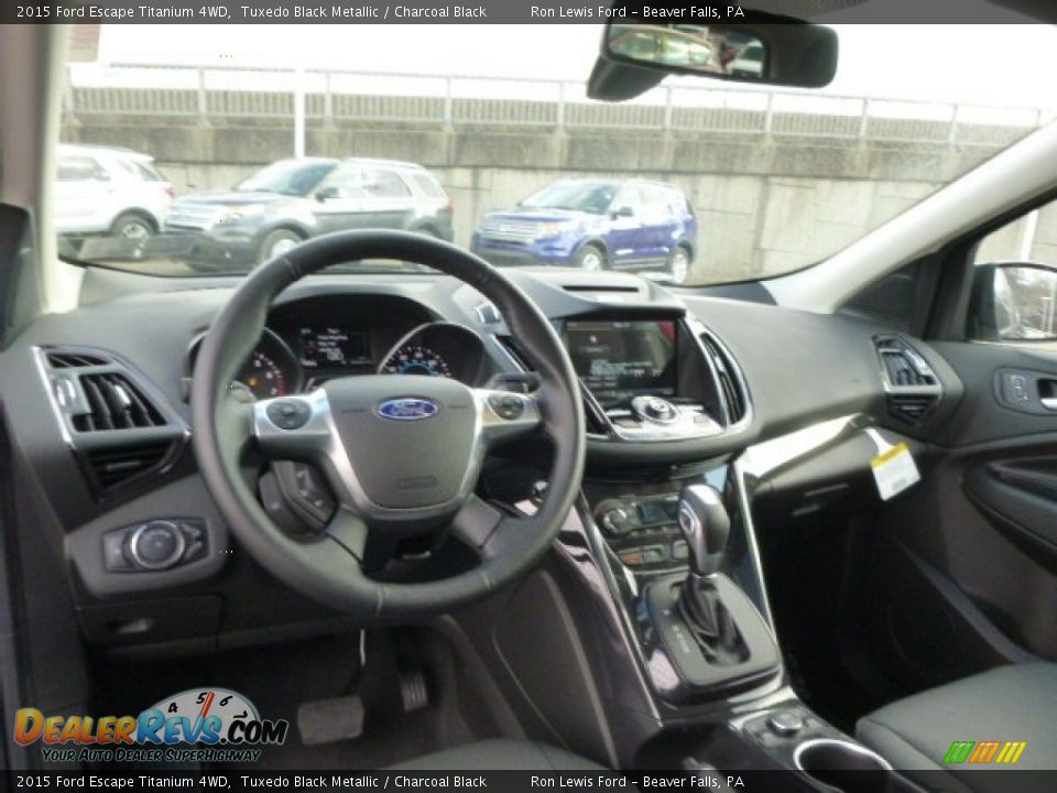 2015 Ford Escape Titanium 4WD Tuxedo Black Metallic / Charcoal Black Photo #14
