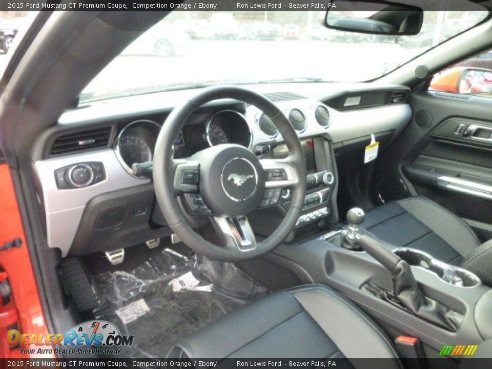 Ebony Interior - 2015 Ford Mustang GT Premium Coupe Photo #12