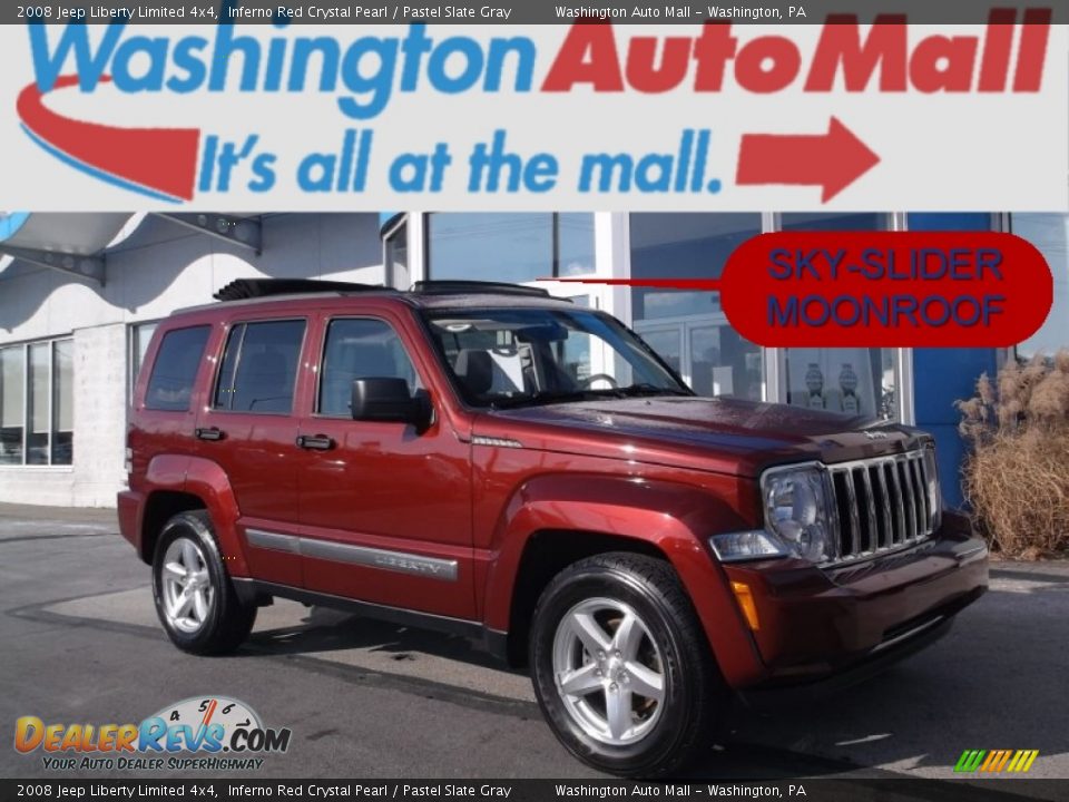 2008 Jeep Liberty Limited 4x4 Inferno Red Crystal Pearl / Pastel Slate Gray Photo #1
