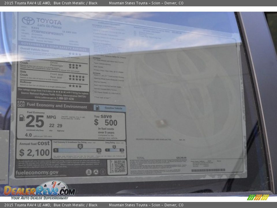 2015 Toyota RAV4 LE AWD Blue Crush Metallic / Black Photo #10