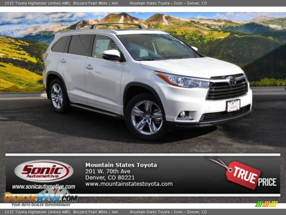 2015 Toyota Highlander Limited AWD Blizzard Pearl White / Ash Photo #1