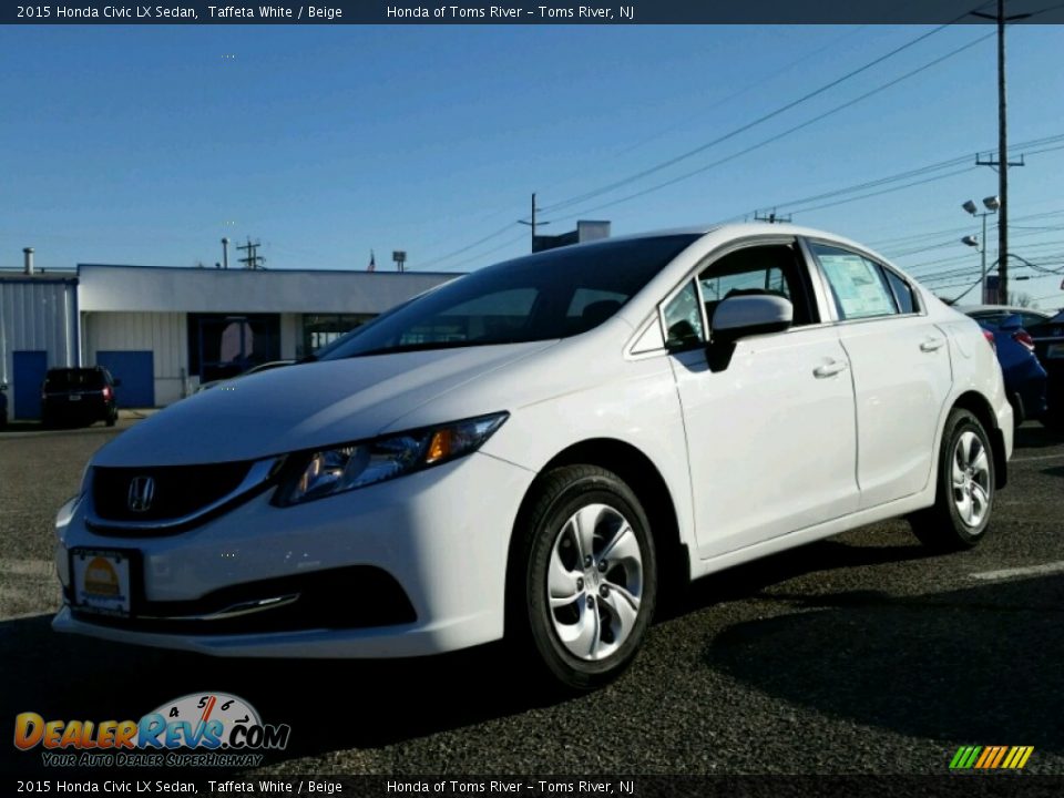 2015 Honda Civic LX Sedan Taffeta White / Beige Photo #1