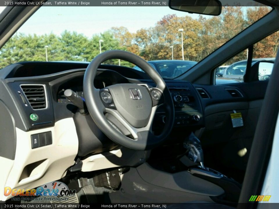 2015 Honda Civic LX Sedan Taffeta White / Beige Photo #3