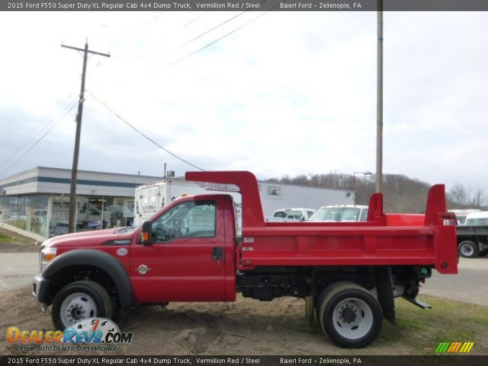 2015 Ford F550 Super Duty XL Regular Cab 4x4 Dump Truck Vermillion Red / Steel Photo #1