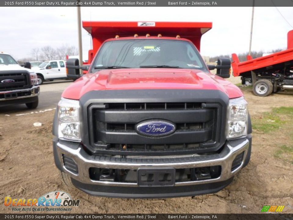 2015 Ford F550 Super Duty XL Regular Cab 4x4 Dump Truck Vermillion Red / Steel Photo #3