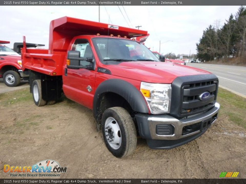 2015 Ford F550 Super Duty XL Regular Cab 4x4 Dump Truck Vermillion Red / Steel Photo #4
