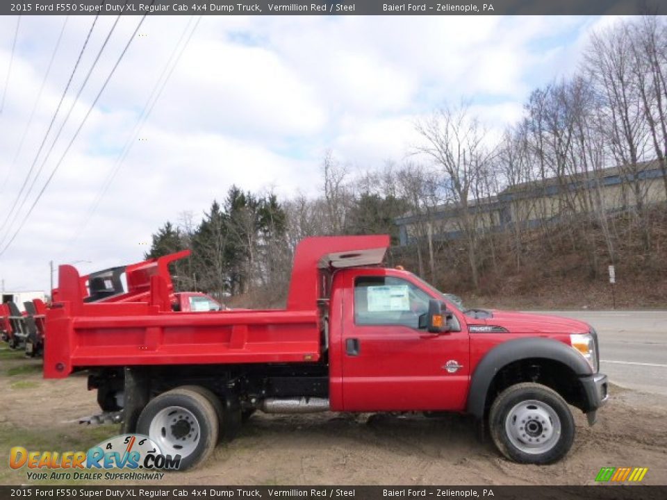 2015 Ford F550 Super Duty XL Regular Cab 4x4 Dump Truck Vermillion Red / Steel Photo #5